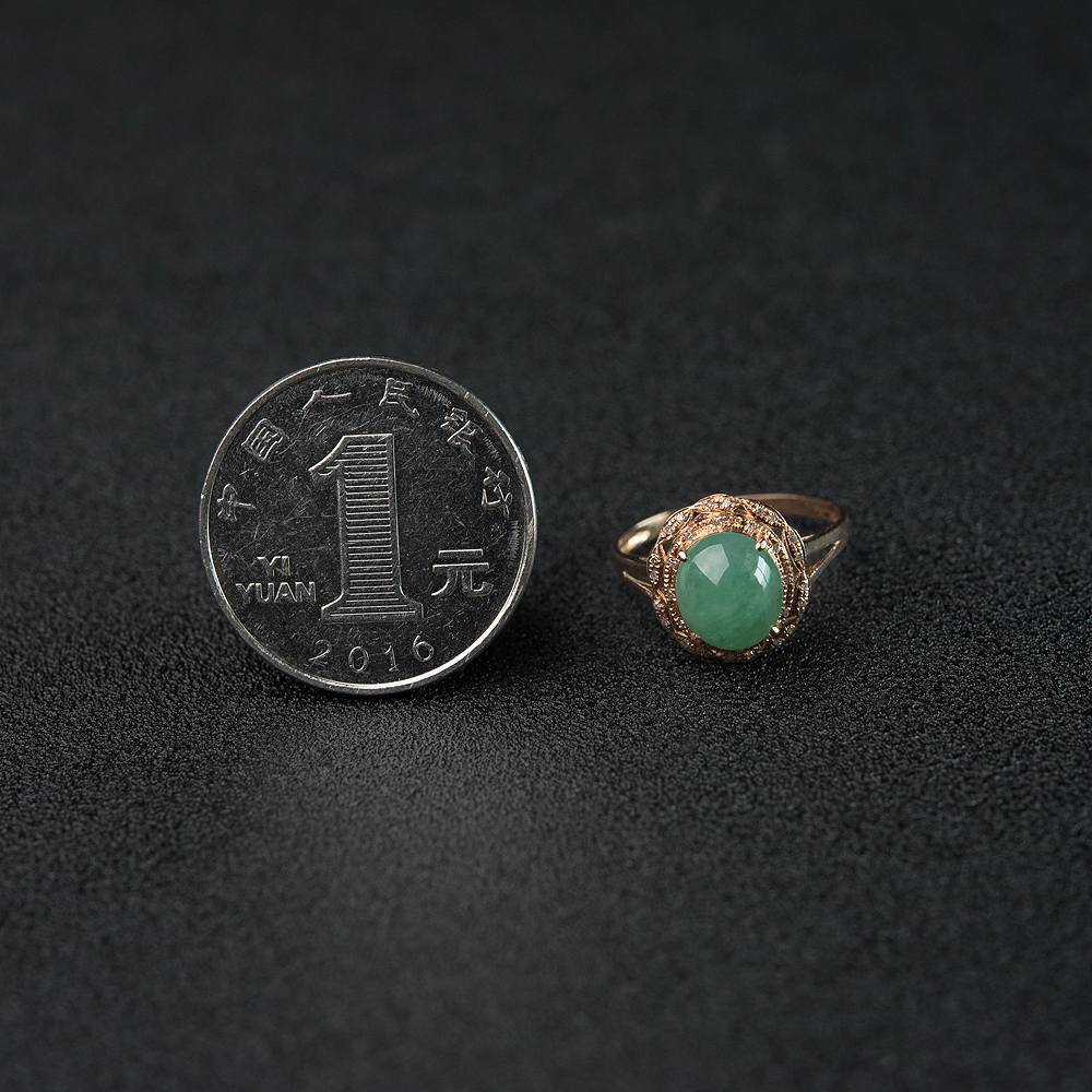 糯冰种翡翠戒指-红掌柜