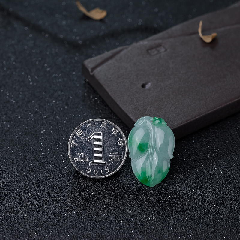 缅甸翡翠叶子吊坠-红掌柜