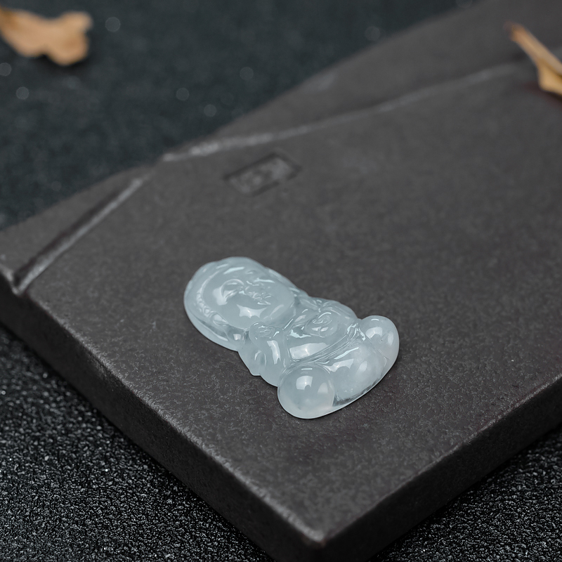 缅甸天然冰种翡翠宝宝佛吊坠-红掌柜