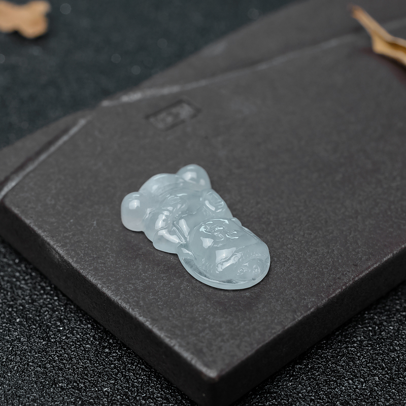 冰种天然翡翠宝宝佛吊坠-红掌柜