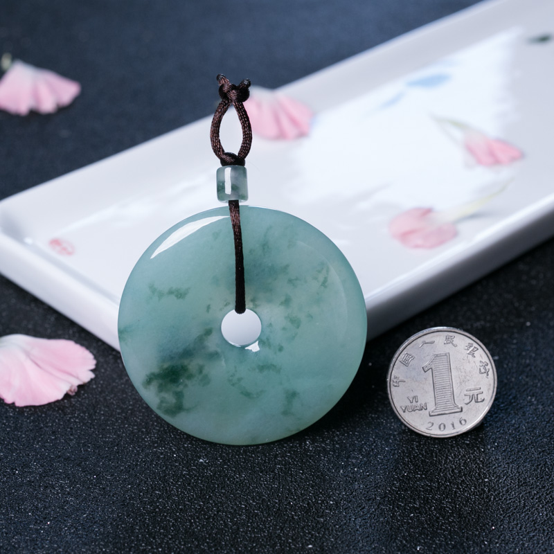 糯冰种飘花翡翠吊坠-红掌柜