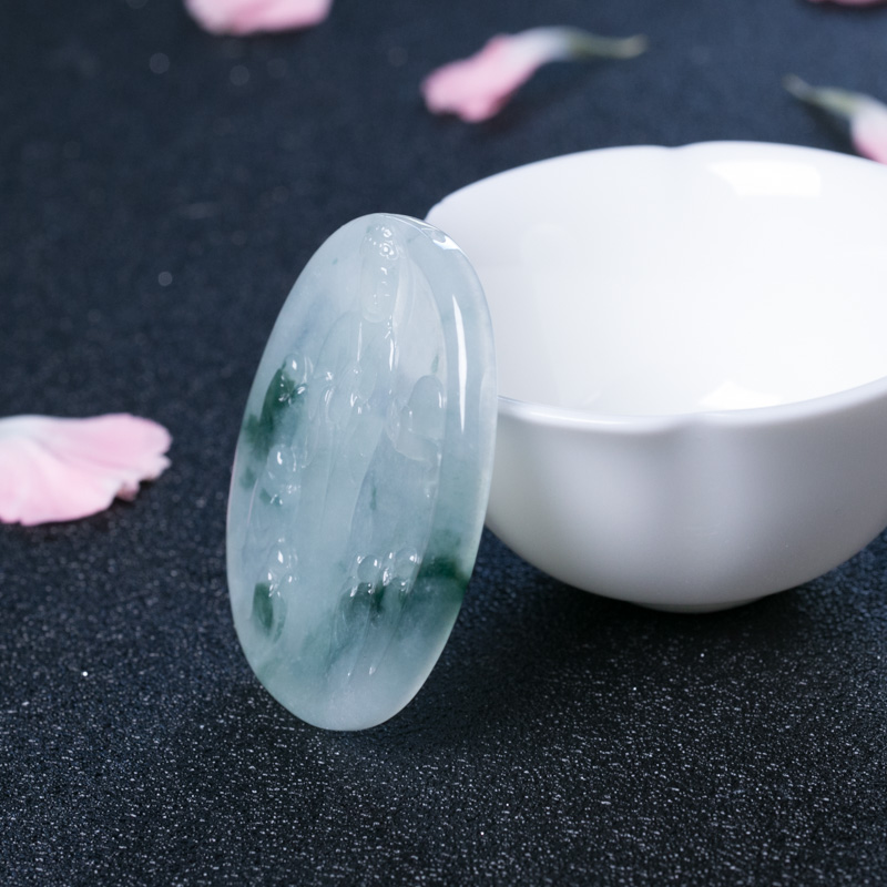 天然冰种飘花翡翠大日如来吊坠-红掌柜