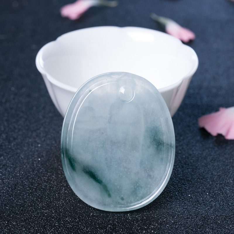 缅甸天然飘花翡翠大日如来吊坠-红掌柜