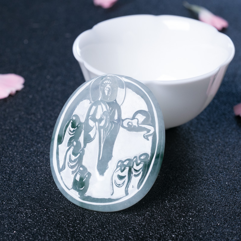 缅甸天然冰种翡翠大日如来吊坠-红掌柜
