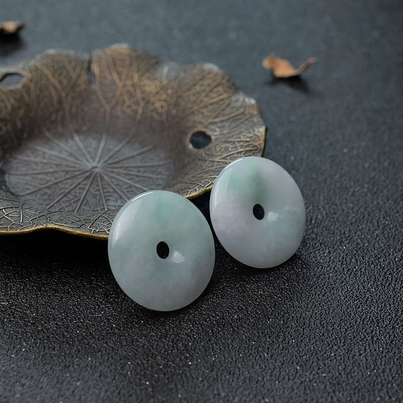 缅甸糯种浅绿翡翠平安扣吊坠-红掌柜