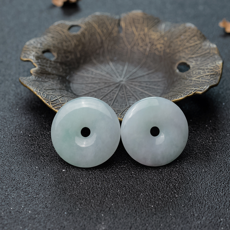 缅甸天然浅绿翡翠平安扣吊坠-红掌柜