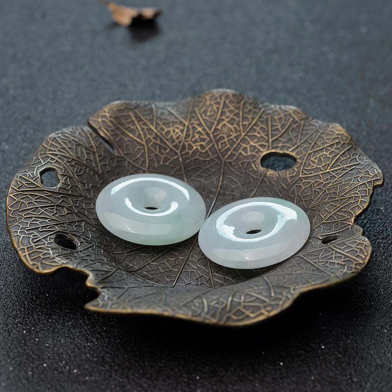 缅甸天然糯种翡翠平安扣吊坠-红掌柜