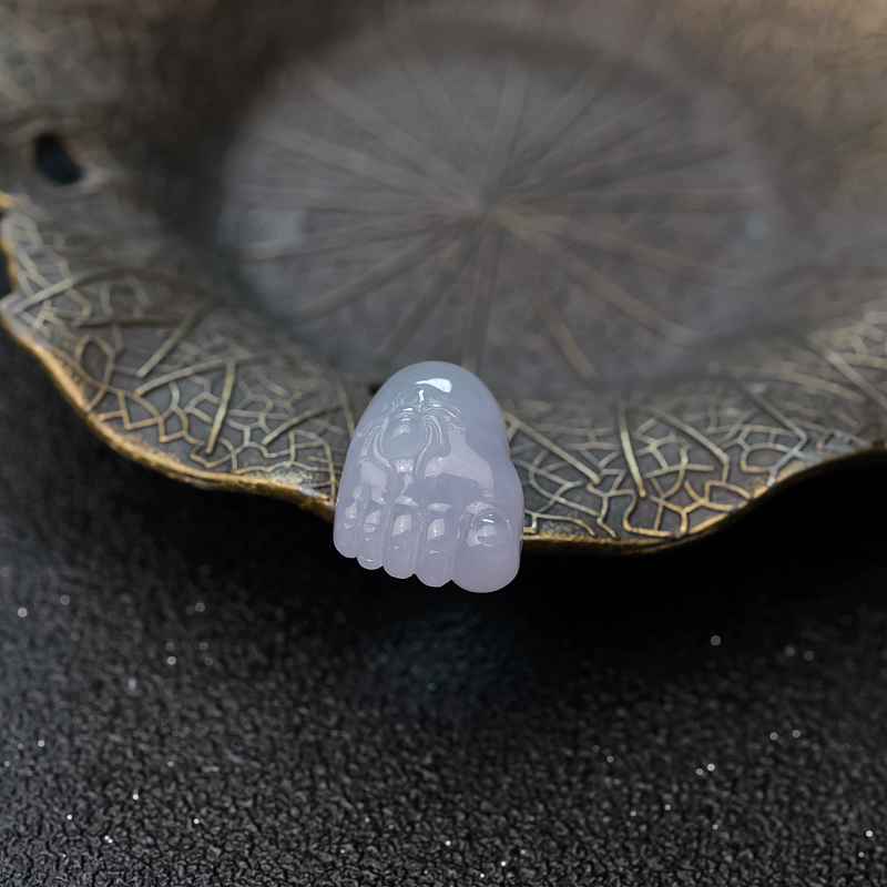 糯种浅紫色翡翠富足吊坠-红掌柜