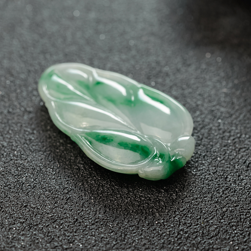 缅甸天然糯种飘翠翡翠吊坠-红掌柜