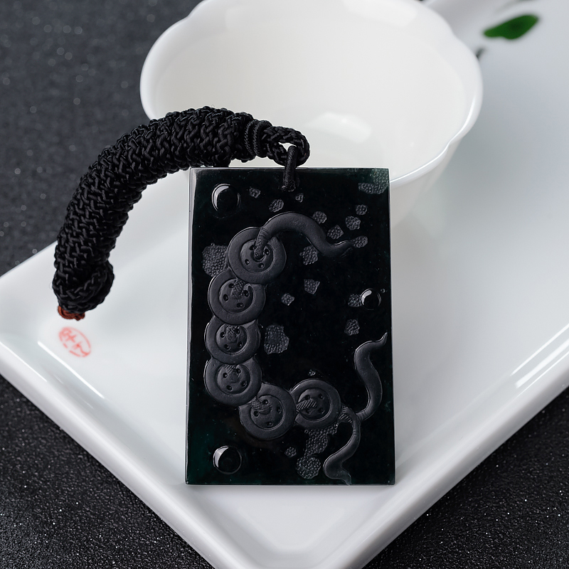 缅甸天然墨翠老虎吊坠-红掌柜