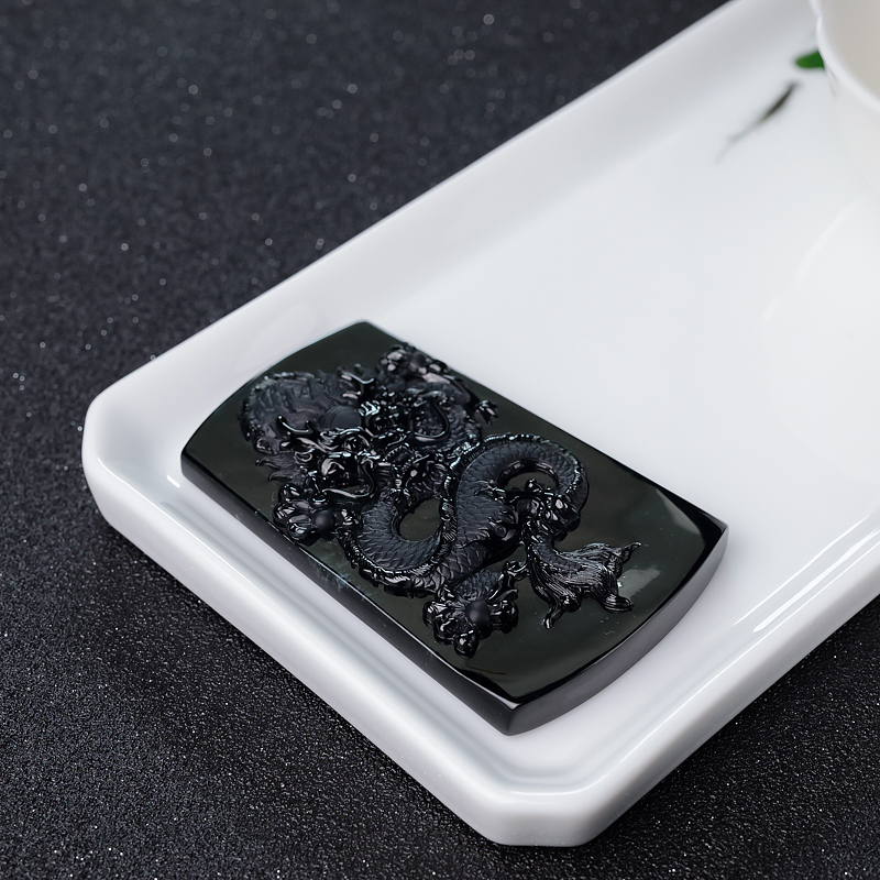 缅甸天然糯冰种墨翠吊坠-红掌柜