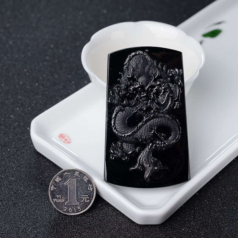 缅甸糯冰种墨翠吊坠-红掌柜