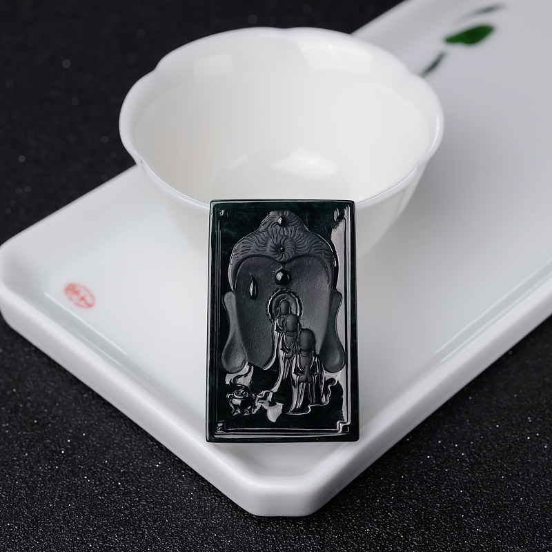 缅甸天然冰种墨翠悟道吊坠-红掌柜