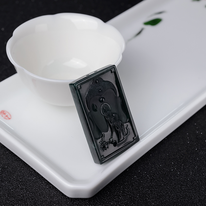 缅甸冰种墨翠悟道吊坠-红掌柜