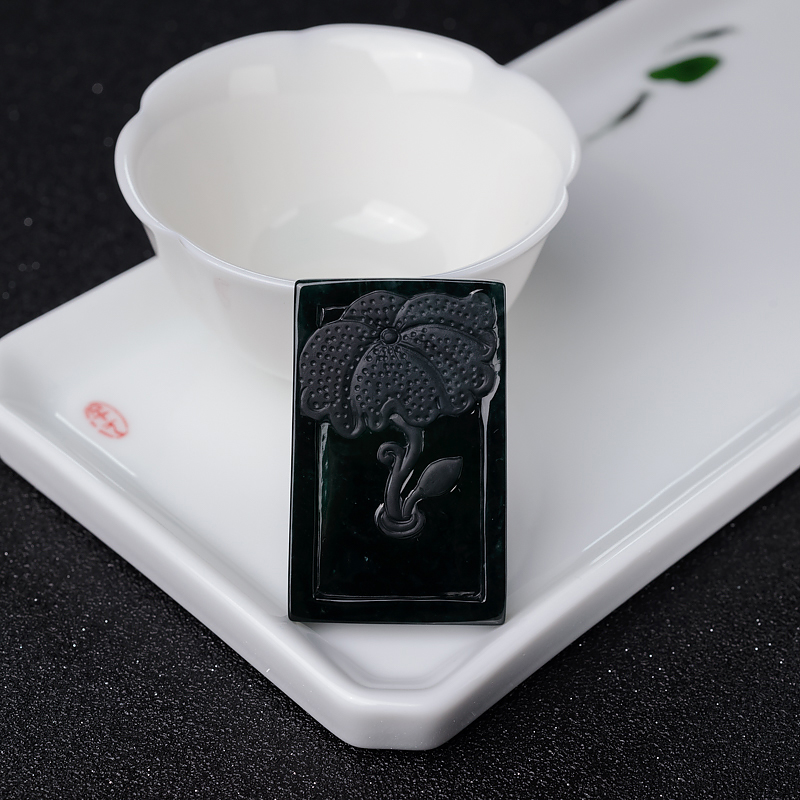 缅甸天然墨翠悟道吊坠-红掌柜