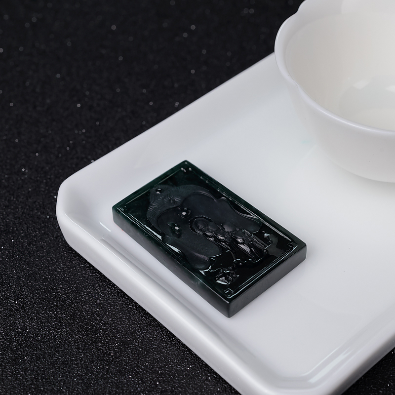 缅甸天然冰种墨翠吊坠-红掌柜