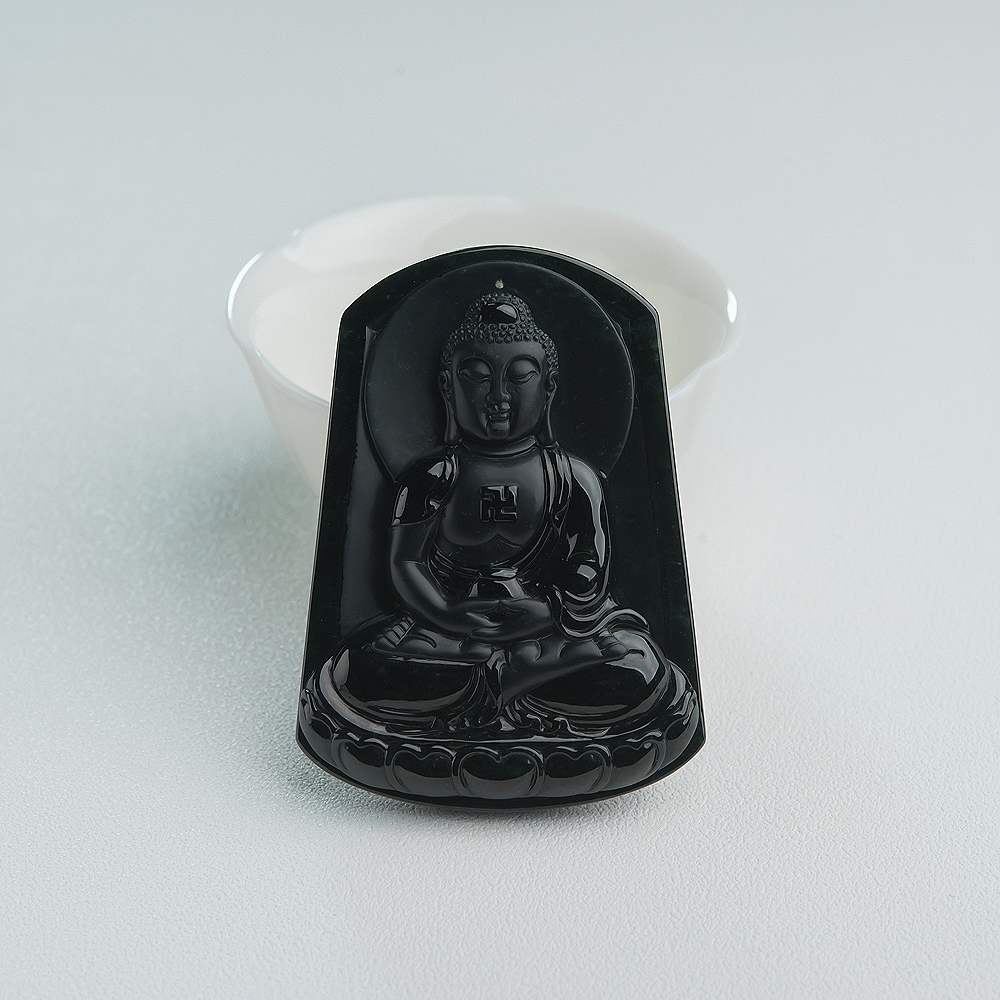 糯冰种墨翠大日如来吊坠-红掌柜