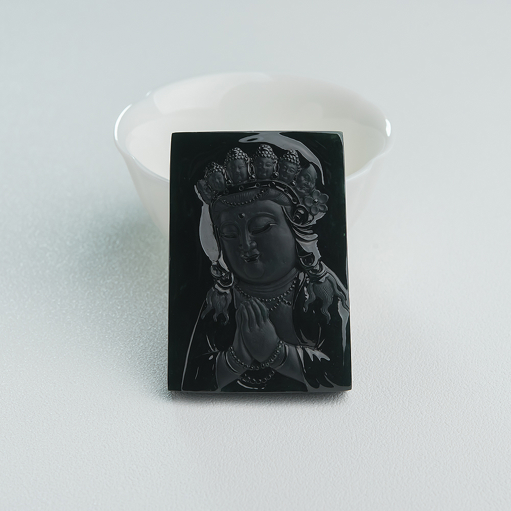 冰种墨翠万寿老母吊坠-红掌柜