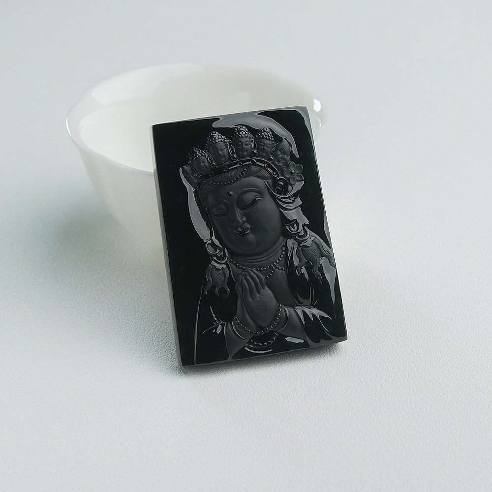 天然冰种墨翠万寿老母吊坠-红掌柜