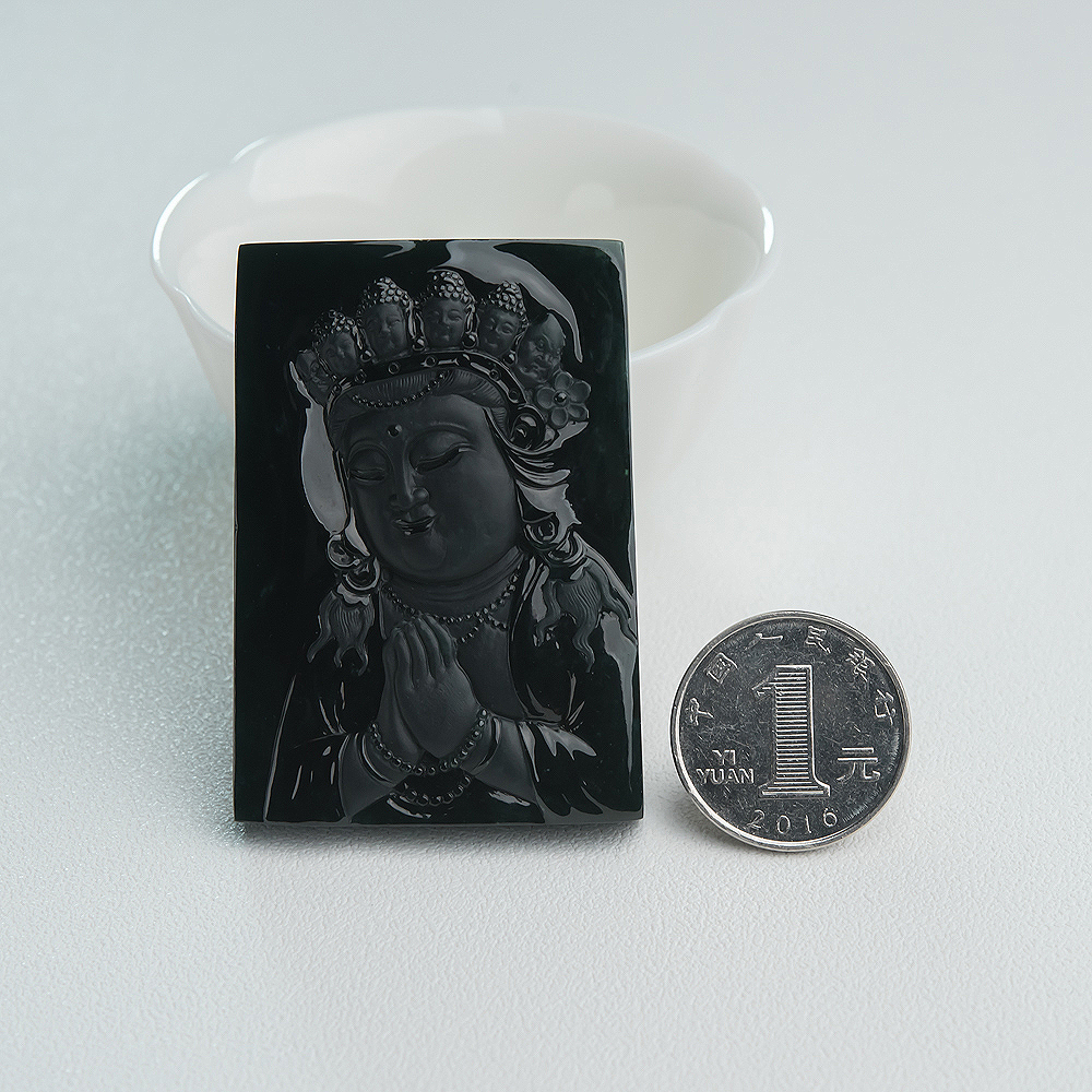 冰种墨翠万寿老母挂坠-红掌柜