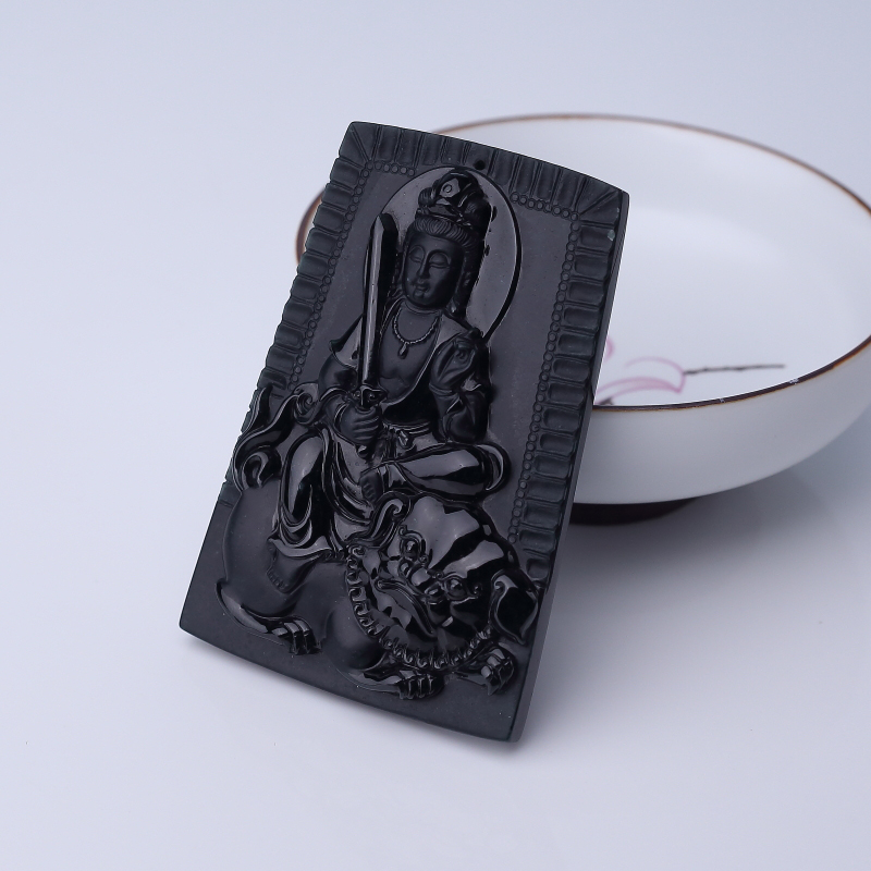 墨翠文殊菩萨吊坠-红掌柜