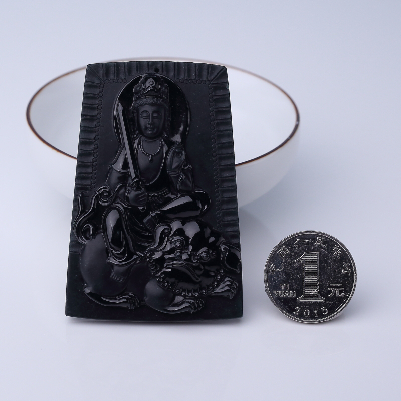 缅甸墨翠文殊菩萨挂坠-红掌柜