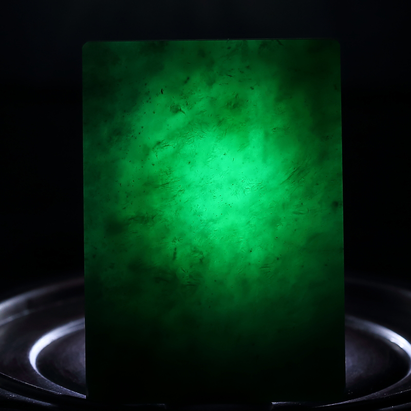 天然墨翠平安无事牌吊坠-红掌柜