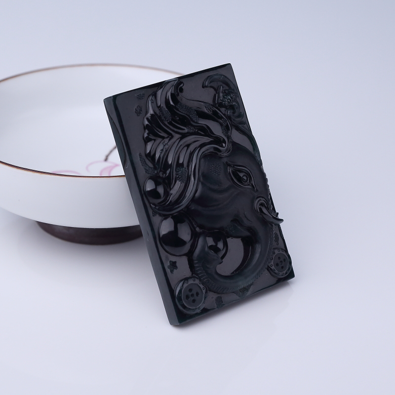 糯种墨翠太平有象挂坠-红掌柜