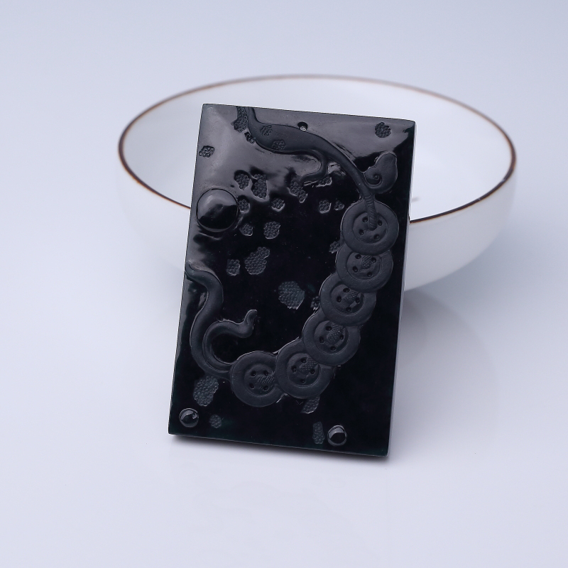 天然墨翠太平有象吊坠-红掌柜