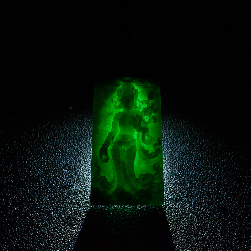 缅甸墨翠度母吊坠-红掌柜