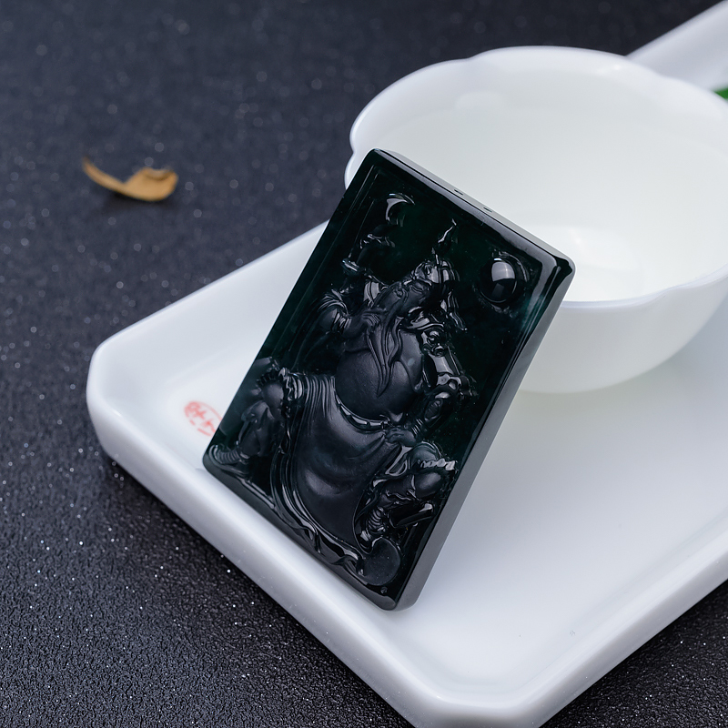 墨翠关公吊坠-红掌柜