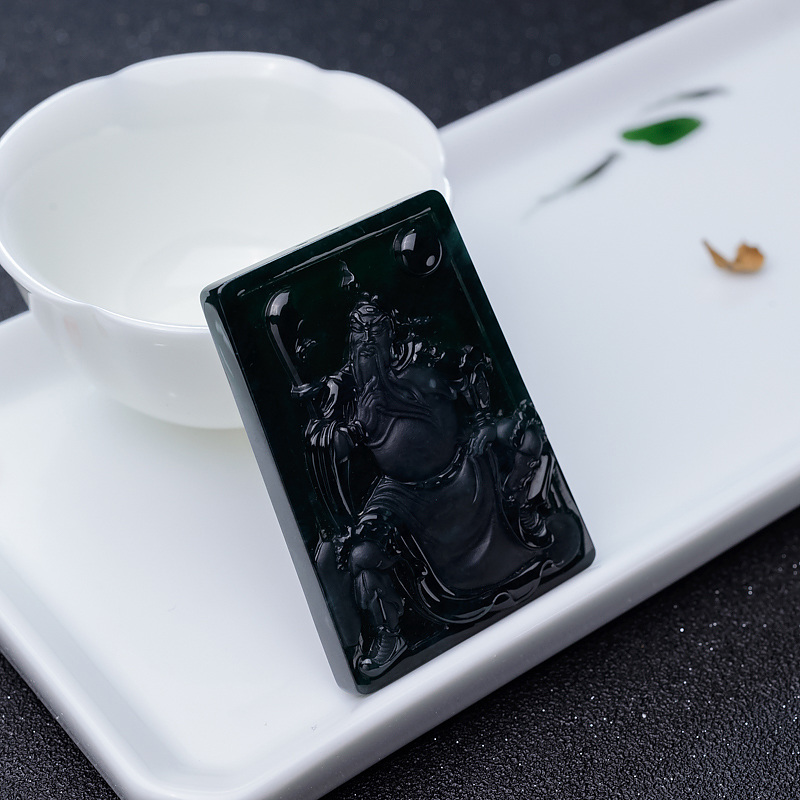 冰种墨翠吊坠-红掌柜