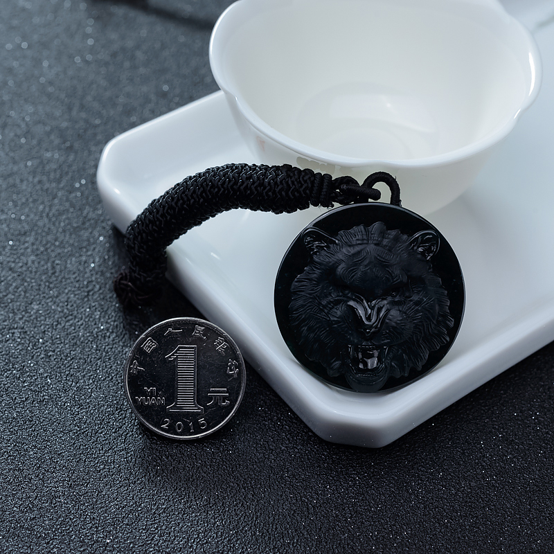 缅甸墨翠狮子吊坠-红掌柜