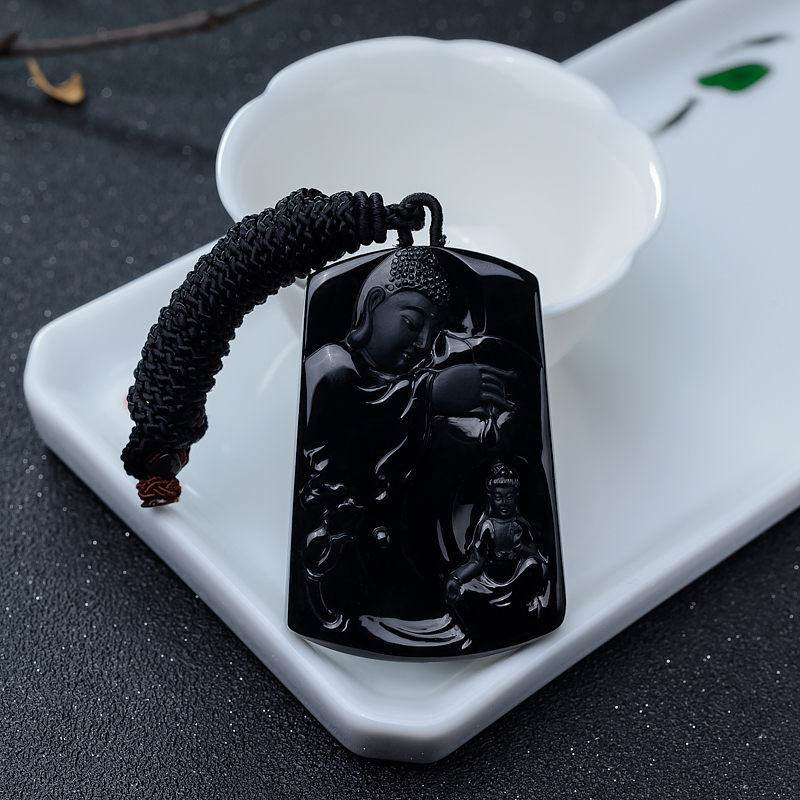 糯冰种墨翠一心向佛吊坠-红掌柜