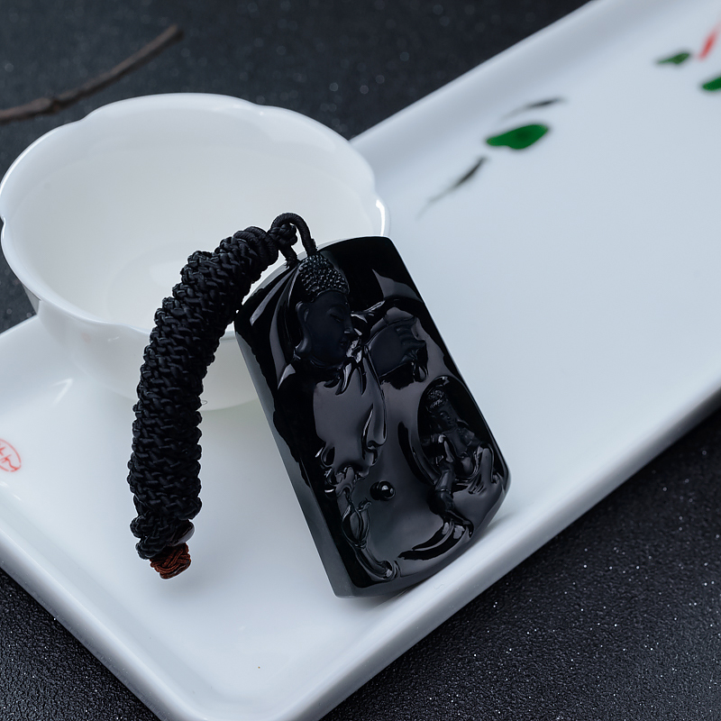 糯冰种墨翠吊坠-红掌柜