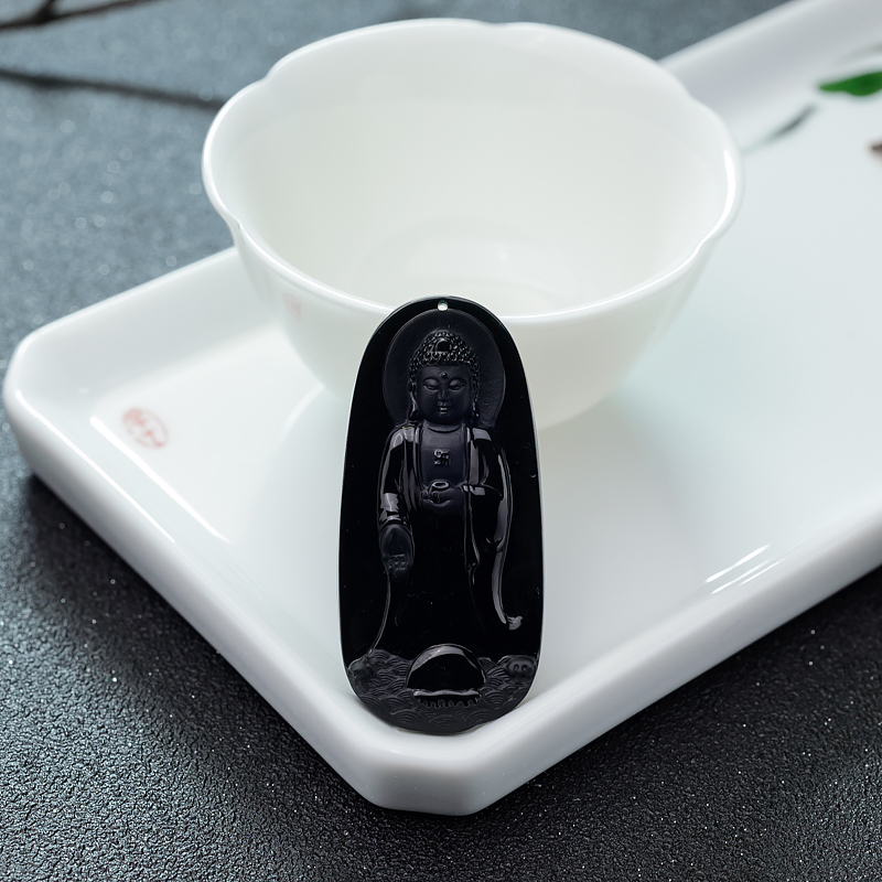 糯冰种墨翠大日如来吊坠-红掌柜