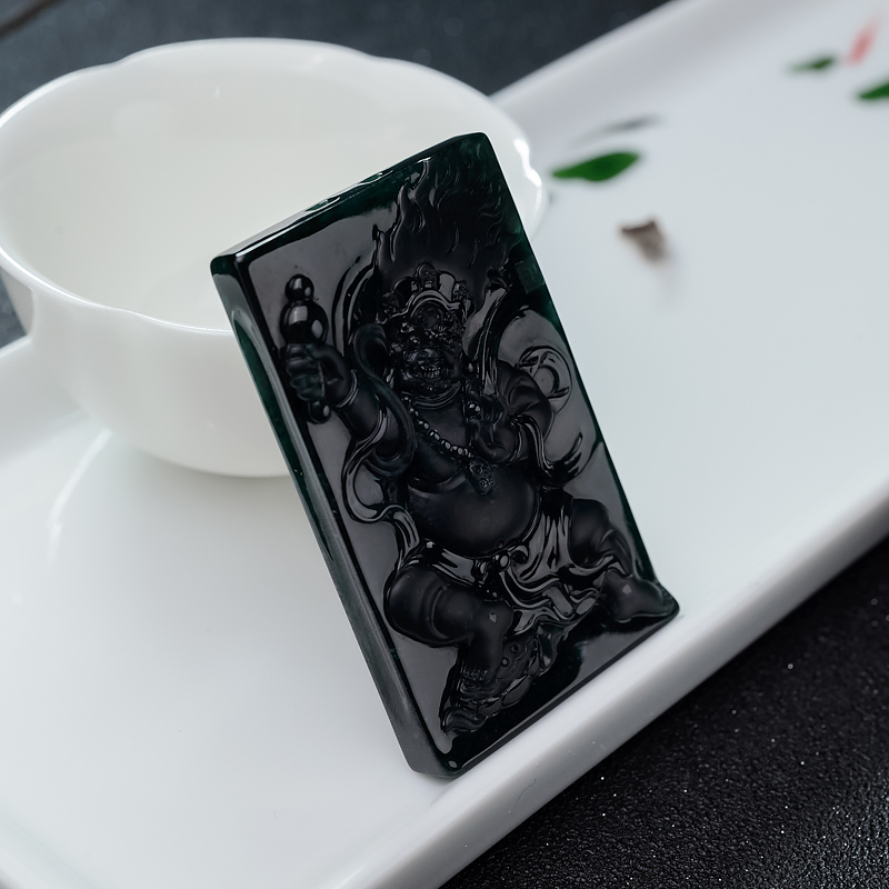 糯冰种墨翠吊坠-红掌柜
