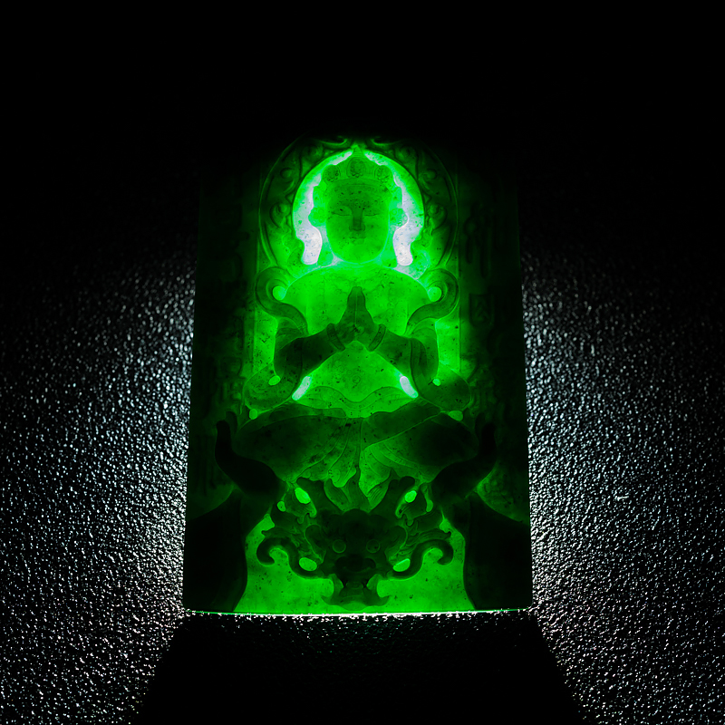 天然墨翠度母吊坠-红掌柜