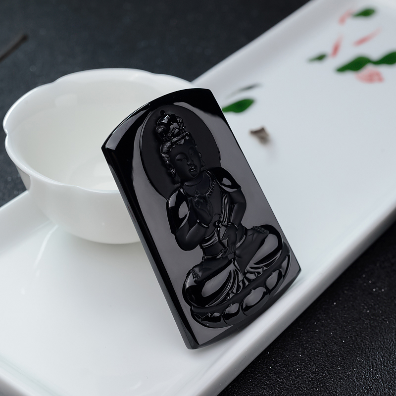 糯冰种墨翠吊坠-红掌柜