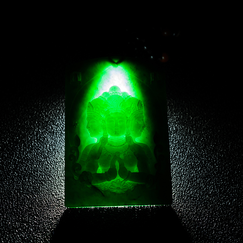 天然墨翠度母吊坠-红掌柜