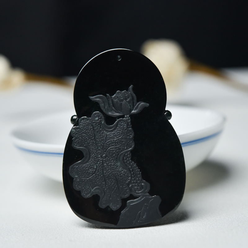 糯种天然墨翠观音吊坠-红掌柜