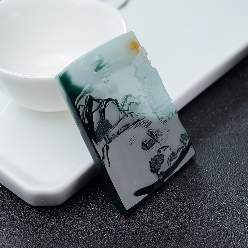 糯种墨翠吊坠-红掌柜