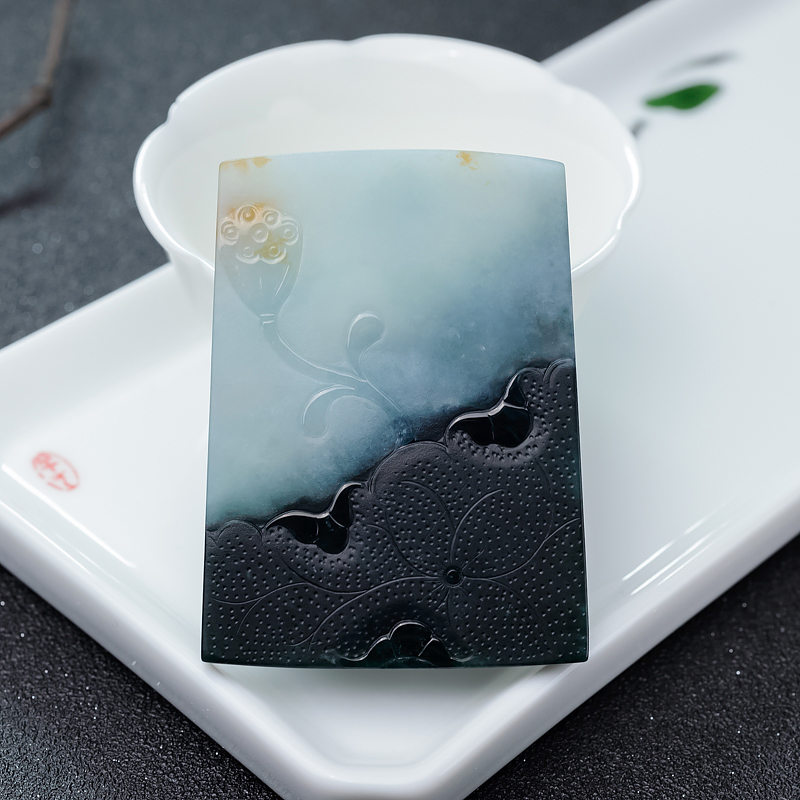 天然墨翠山水意境吊坠-红掌柜