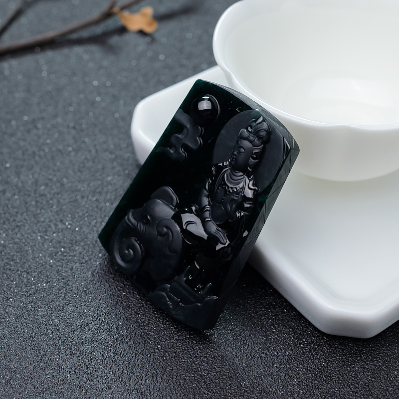 墨翠普贤菩萨吊坠-红掌柜