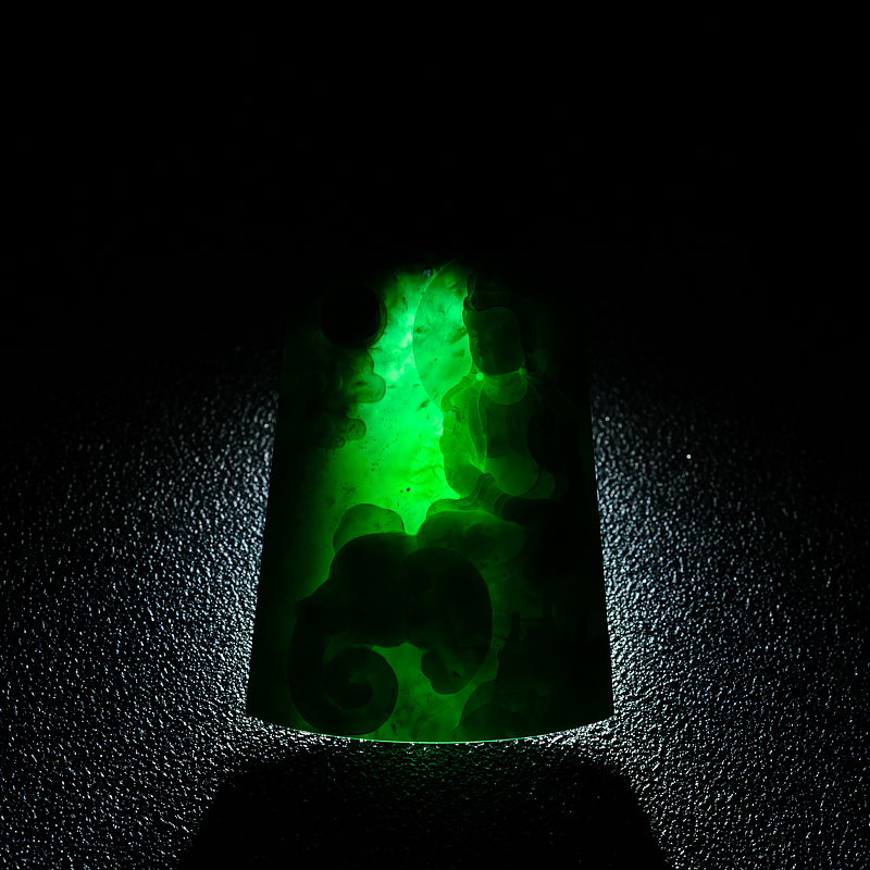 天然墨翠普贤菩萨吊坠-红掌柜