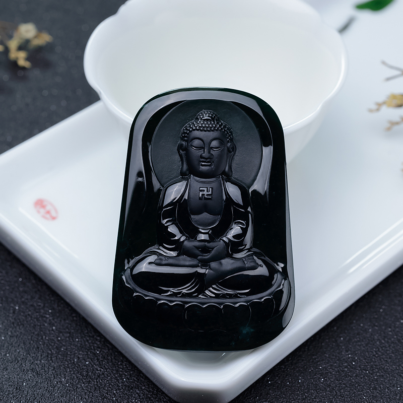 冰种墨翠大日如来吊坠-红掌柜