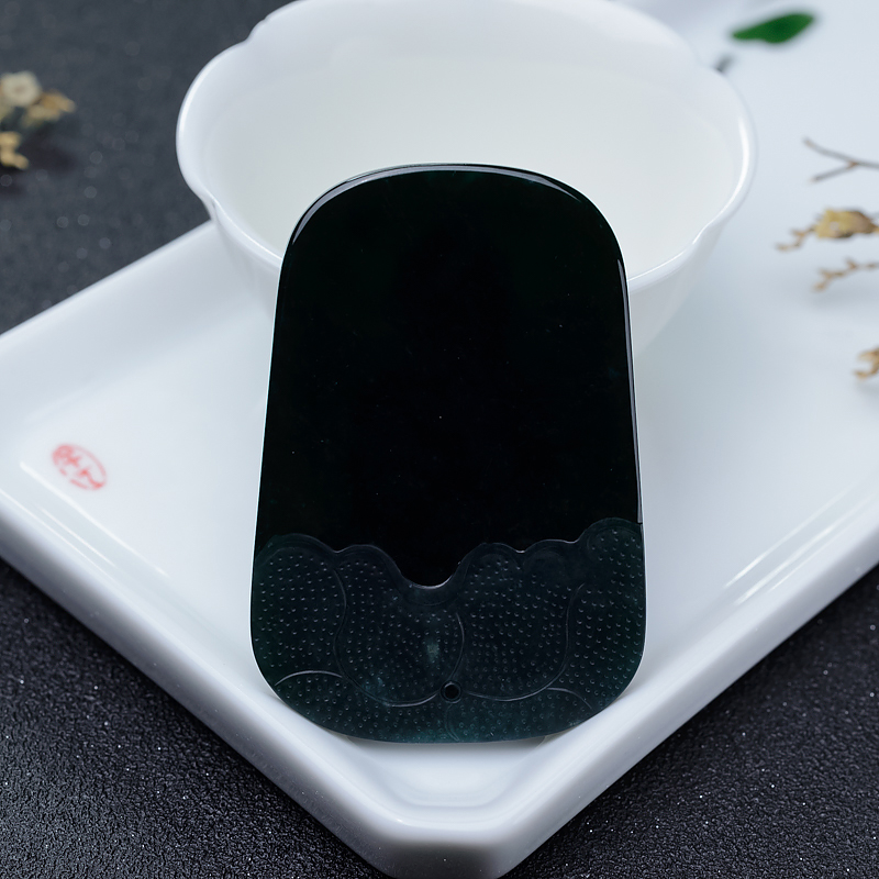 缅甸冰种墨翠大日如来吊坠-红掌柜