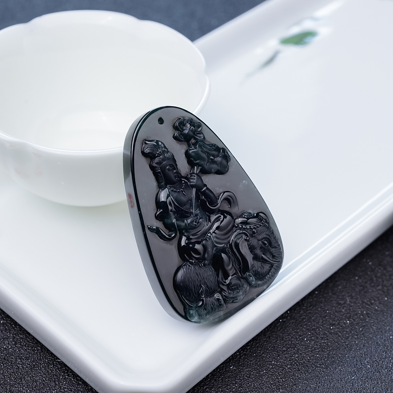 墨翠普贤菩萨吊坠-红掌柜