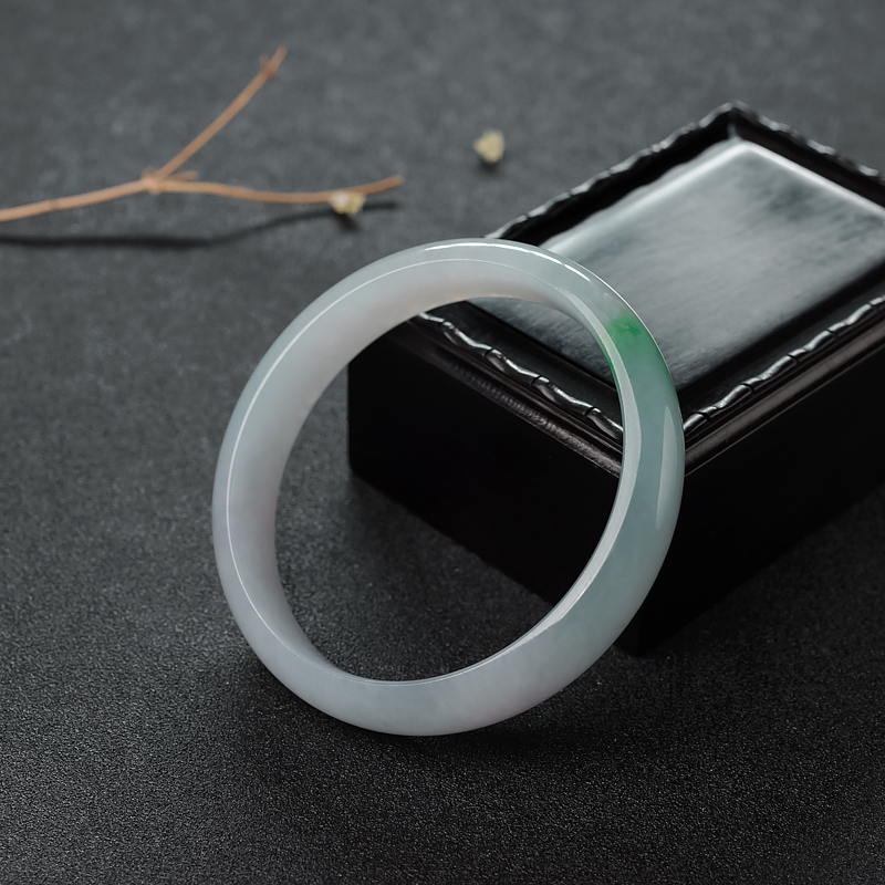 59mm糯种飘翠翡翠平安镯-红掌柜