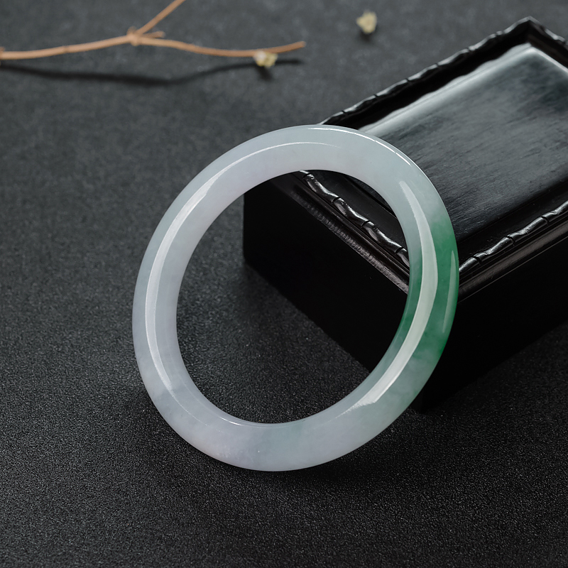 55.5mm糯种飘翠翡翠圆镯-红掌柜